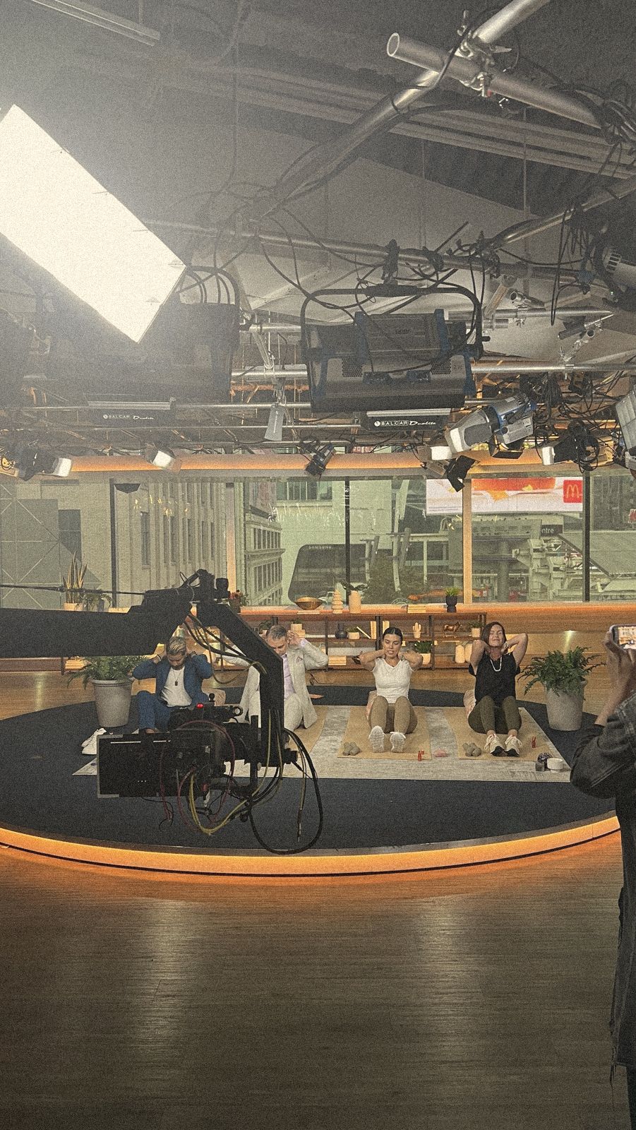 Melo teaching yoga live on Breakfast Television