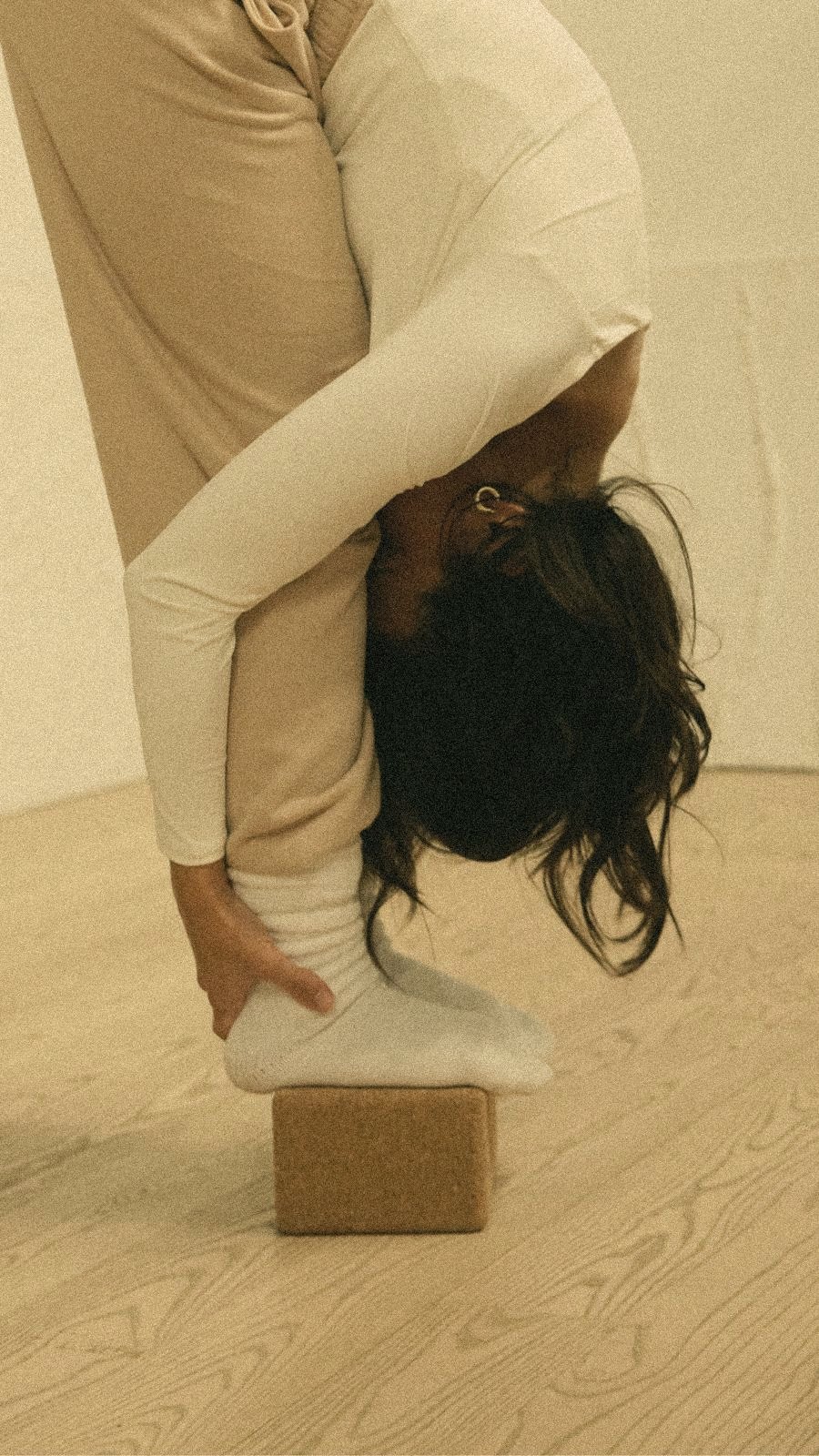 Gentle yoga stretch for a stiff body